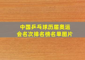 中国乒乓球历届奥运会名次排名榜名单图片