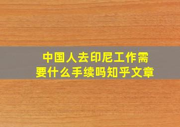 中国人去印尼工作需要什么手续吗知乎文章