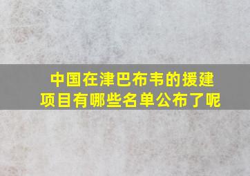 中国在津巴布韦的援建项目有哪些名单公布了呢