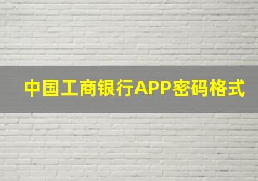 中国工商银行APP密码格式