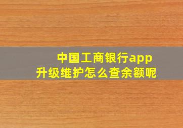 中国工商银行app升级维护怎么查余额呢