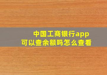 中国工商银行app可以查余额吗怎么查看