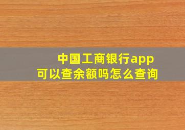 中国工商银行app可以查余额吗怎么查询