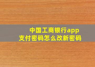 中国工商银行app支付密码怎么改新密码