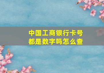 中国工商银行卡号都是数字吗怎么查