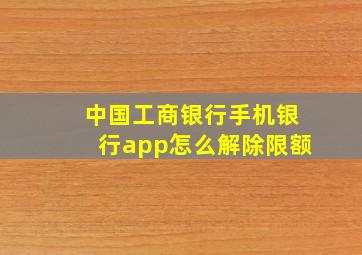 中国工商银行手机银行app怎么解除限额