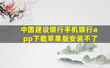 中国建设银行手机银行app下载苹果版安装不了