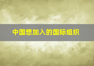 中国想加入的国际组织