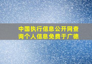 中国执行信息公开网查询个人信息免费于广德