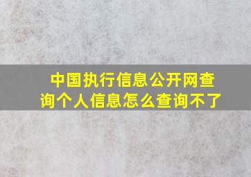 中国执行信息公开网查询个人信息怎么查询不了