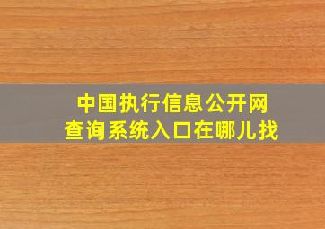 中国执行信息公开网查询系统入口在哪儿找