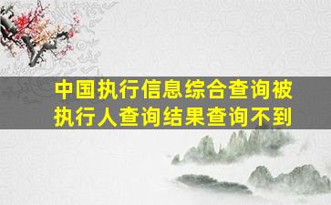 中国执行信息综合查询被执行人查询结果查询不到