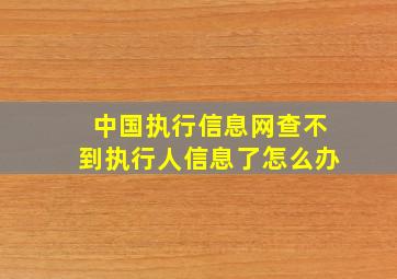 中国执行信息网查不到执行人信息了怎么办