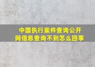 中国执行案件查询公开网信息查询不到怎么回事