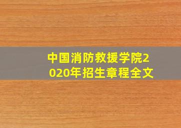 中国消防救援学院2020年招生章程全文