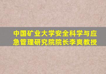 中国矿业大学安全科学与应急管理研究院院长李爽教授