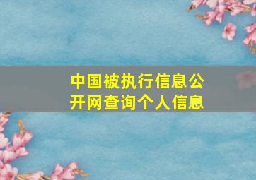 中国被执行信息公开网查询个人信息