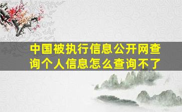 中国被执行信息公开网查询个人信息怎么查询不了