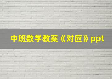 中班数学教案《对应》ppt