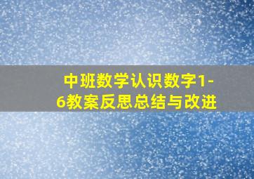 中班数学认识数字1-6教案反思总结与改进