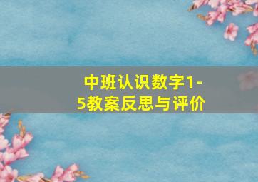 中班认识数字1-5教案反思与评价