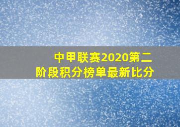 中甲联赛2020第二阶段积分榜单最新比分