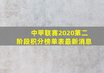 中甲联赛2020第二阶段积分榜单表最新消息