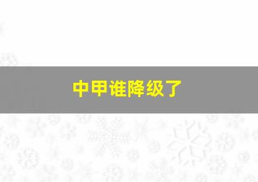 中甲谁降级了