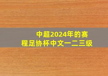 中超2024年的赛程足协杯中文一二三级