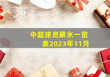 中超球员薪水一览表2023年11月