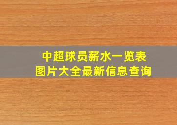 中超球员薪水一览表图片大全最新信息查询