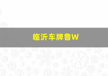 临沂车牌鲁W