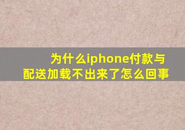 为什么iphone付款与配送加载不出来了怎么回事