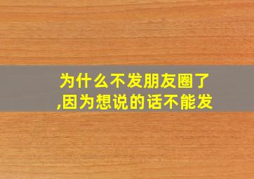 为什么不发朋友圈了,因为想说的话不能发