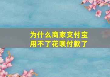 为什么商家支付宝用不了花呗付款了