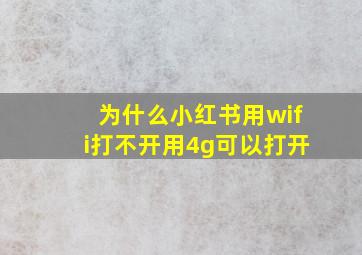 为什么小红书用wifi打不开用4g可以打开