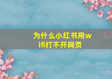 为什么小红书用wifi打不开网页