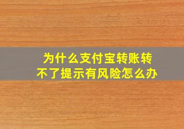 为什么支付宝转账转不了提示有风险怎么办