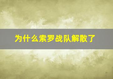 为什么索罗战队解散了