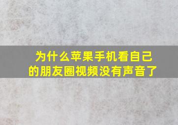 为什么苹果手机看自己的朋友圈视频没有声音了