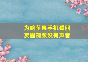 为啥苹果手机看朋友圈视频没有声音