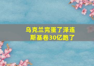 乌克兰完蛋了泽连斯基卷30亿跑了