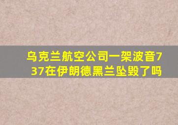 乌克兰航空公司一架波音737在伊朗德黑兰坠毁了吗