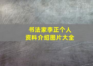 书法家李正个人资料介绍图片大全