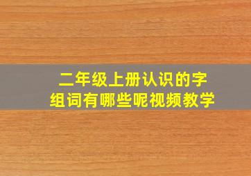 二年级上册认识的字组词有哪些呢视频教学