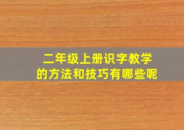 二年级上册识字教学的方法和技巧有哪些呢