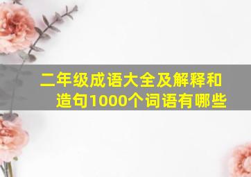 二年级成语大全及解释和造句1000个词语有哪些