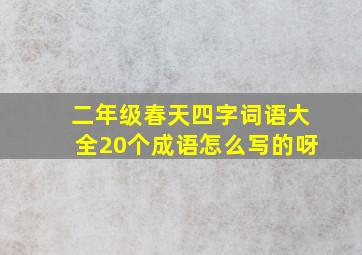 二年级春天四字词语大全20个成语怎么写的呀