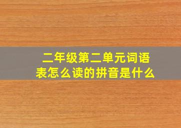 二年级第二单元词语表怎么读的拼音是什么