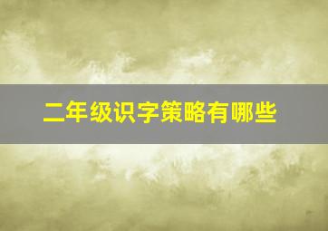 二年级识字策略有哪些